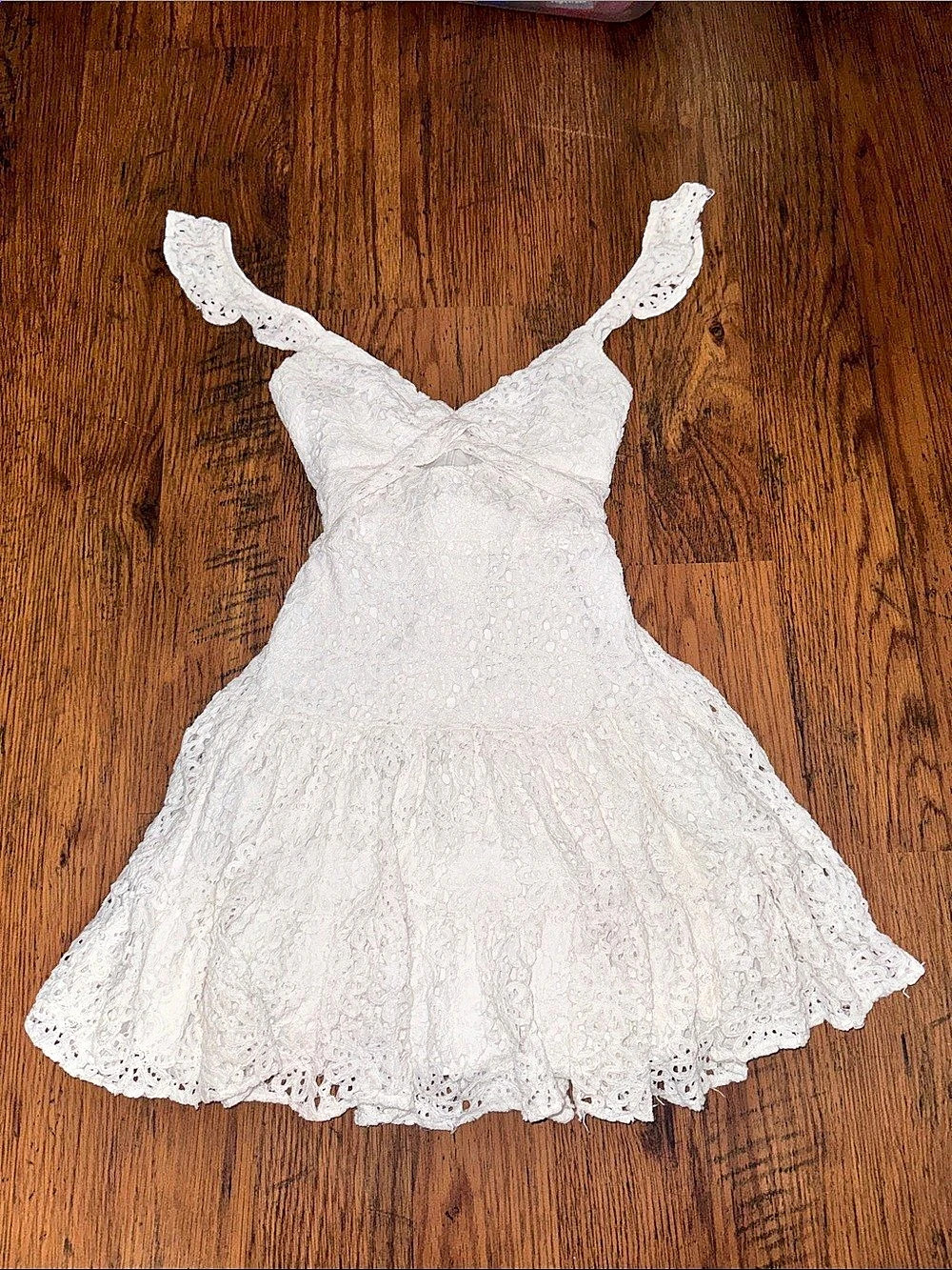 American Threads Lace Mini Dress in White Size XS